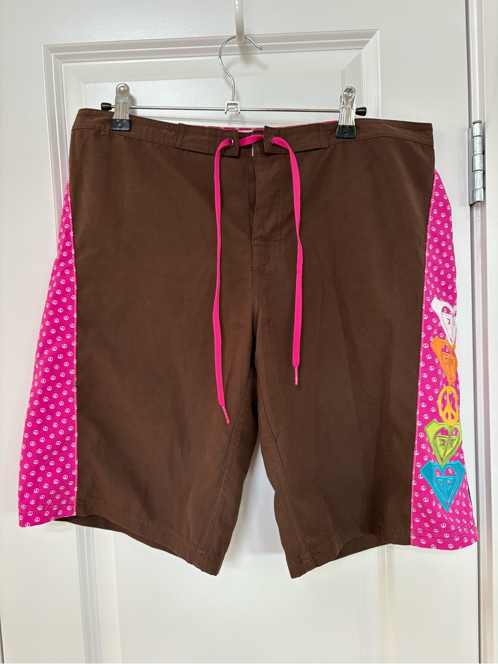 Women’s Y2K Roxy Vintage Board Swim Shorts with Graphic Side Panels Bright